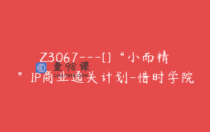 Z3067—[]“小而精”IP商业通关计划-惜时学院