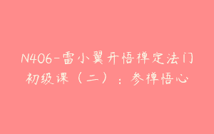 N406-雷小翼开悟禅定法门初级课（二）：参禅悟心