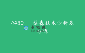 A480—蔡森技术分析基础课