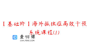 【基础阶】海外孤独症高效干预系统课程(1)