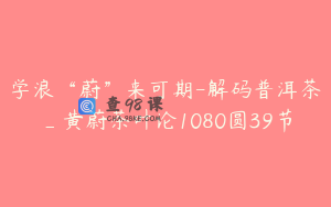 学浪“蔚”来可期-解码普洱茶_黄蔚茶叶论1080圆39节