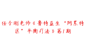 任子刚老师《鲁特益生“阿累特区”平衡疗法》第1期