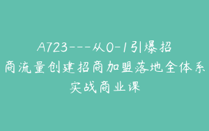 A723---从0-1引爆招商流量创建招商加盟落地全体系实战商业课