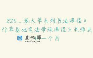 226_张大草系列书法课程《行草基础笔法带练课程》老师点评一个月