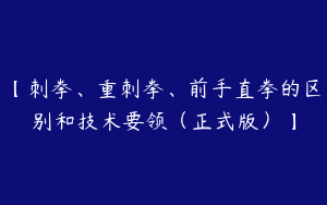 【刺拳、重刺拳、前手直拳的区别和技术要领（正式版）】