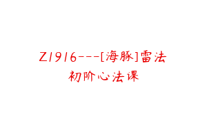 Z1916---[海豚]雷法初阶心法课