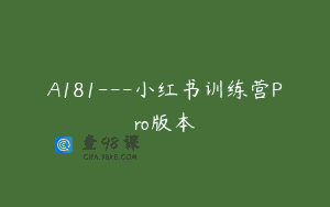A181—小红书训练营Pro版本