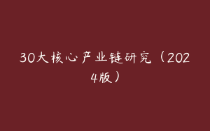 30大核心产业链研究（2024版）