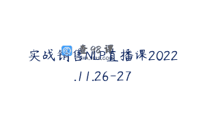 实战销售NLP直播课2022.11.26-27