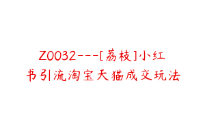 Z0032---[荔枝]小红书引流淘宝天猫成交玩法