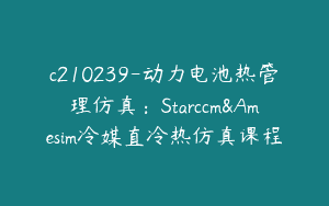 c210239-动力电池热管理仿真：Starccm&Amesim冷媒直冷热仿真课程