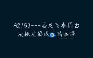 A2153—马龙飞泰国古法抓龙筋线上精品课
