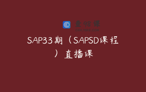 SAP33期(SAPSD课程)直播课
