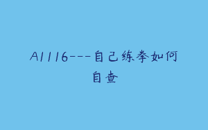 A1116—自己练拳如何自查