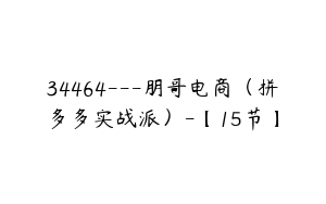 34464---朋哥电商（拼多多实战派）-【15节】