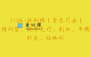 7106-孙利群【全息疗法】特训营，挑羊毛疔、刺血、平衡针灸、经络环