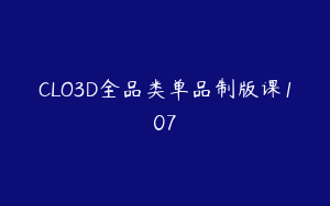 CLO3D全品类单品制版课107