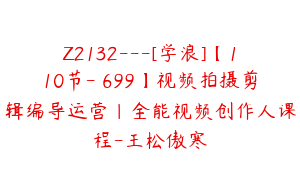 Z2132---[学浪]【110节-￥699】视频拍摄剪辑编导运营｜全能视频创作人课程-王松傲寒