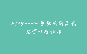 A139—汪星敏的商品底层逻辑视频课