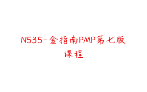 N535-金指南PMP第七版课程