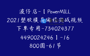 波仔店-【PowerMILL2021塑胶模具编程实战视频下单专用-7340243774490024246】-16800圆-61节