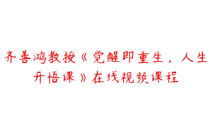 齐善鸿教授《觉醒即重生，人生开悟课》在线视频课程