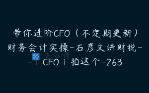 带你进阶CFO（不定期更新）财务会计实操-石彦文讲财税–「CFO」拍这个-263