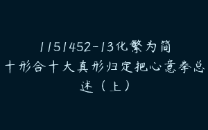 1151452-13化繁为简十形合十大真形归定把心意拳总述（上）