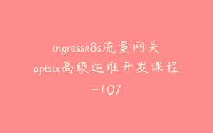 ingressk8s流量网关apisix高级运维开发课程-107