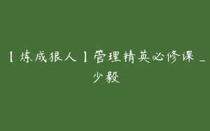【炼成狠人】管理精英必修课_少毅