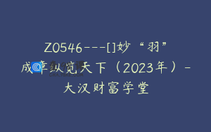 Z0546---[]妙“羽”成章纵览天下（2023年）-大汉财富学堂