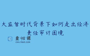 大监督时代背景下如何走出经济责任审计困境