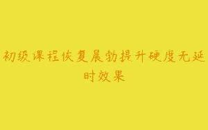 初级课程恢复晨勃提升硬度无延时效果