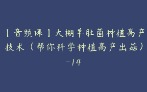 【音频课】大棚羊肚菌种植高产技术（帮你科学种植高产出菇）-14