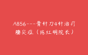 A856---骨针刀4针治疗腰突症（陈红明院长）