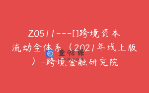 Z0511---[]跨境资本流动全体系（2021年线上版）-跨境金融研究院
