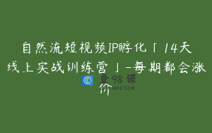 自然流短视频IP孵化「14天线上实战训练营」-每期都会涨价