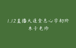 1.12直播大连全息心学初阶木子老师