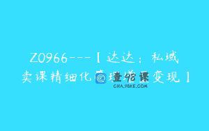 Z0966—【达达：私域卖课精细化管理增量变现】