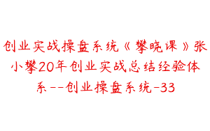创业实战操盘系统《攀晓课》张小攀20年创业实战总结经验体系–创业操盘系统-33