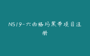 N519-六西格玛黑带项目注册