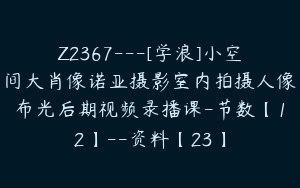 Z2367---[学浪]小空间大肖像诺亚摄影室内拍摄人像布光后期视频录播课-节数【12】--资料【23】