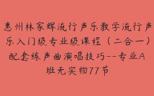惠州林家辉流行声乐教学流行声乐入门级专业级课程（二合一）配套练声曲演唱技巧--专业A班无实物77节