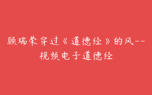 顾瑞荣穿过《道德经》的风--视频电子道德经