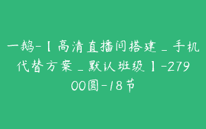 一鹅-【高清直播间搭建_手机代替方案_默认班级】-27900圆-18节