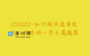 250022-如何做快速有效的心理咨询—亲子篇魏霞