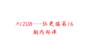 A1208—狂更猫第16期内部课
