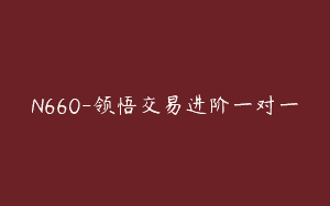 N660-领悟交易进阶一对一