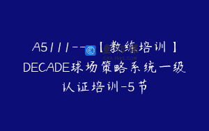 A5111—【教练培训】DECADE球场策略系统一级认证培训-5节