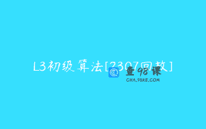 L3初级算法[2307回放]